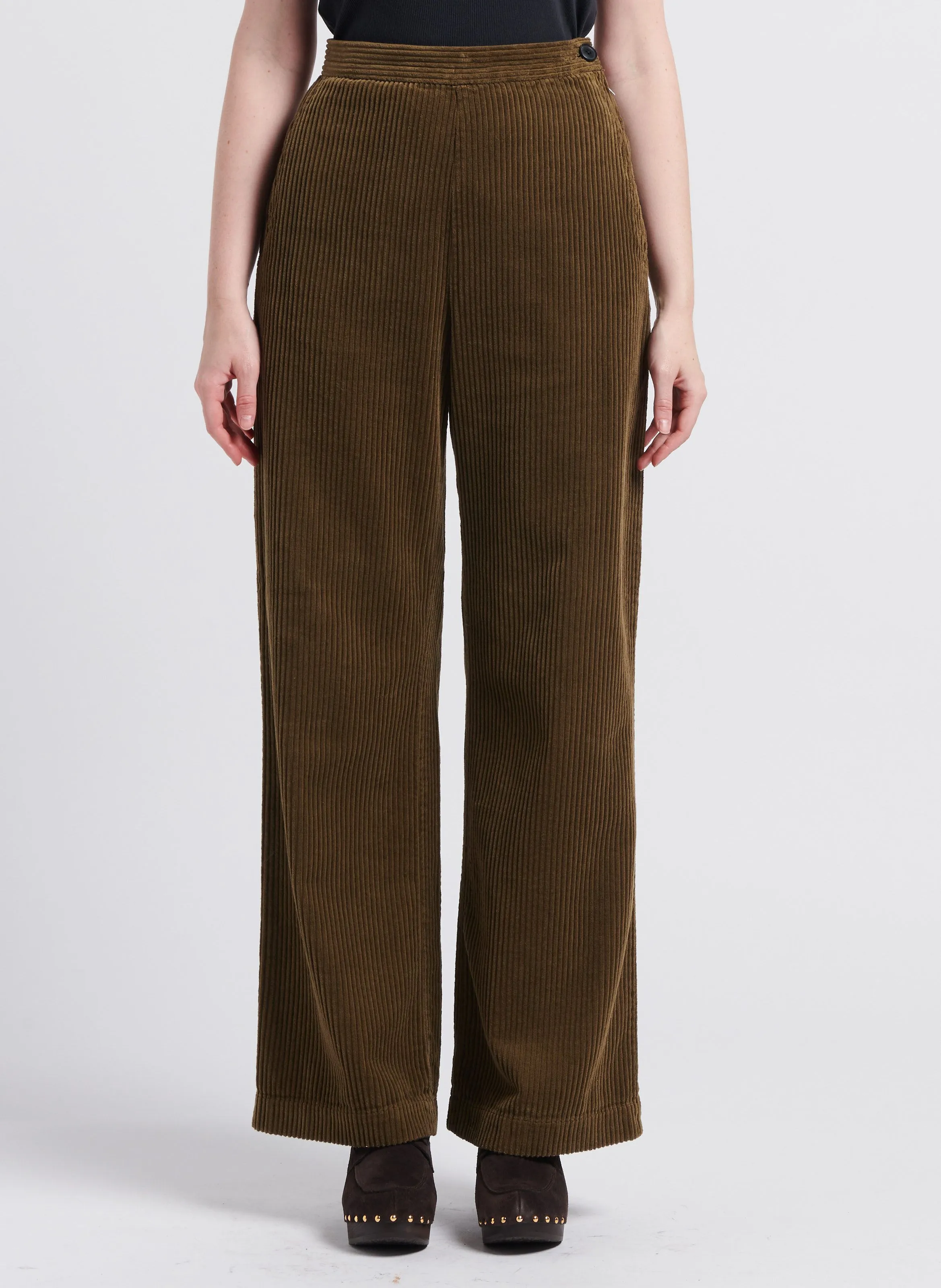  BELLEROSE   DAVIS - Pantaloni in velluto di cotone a coste | Verde