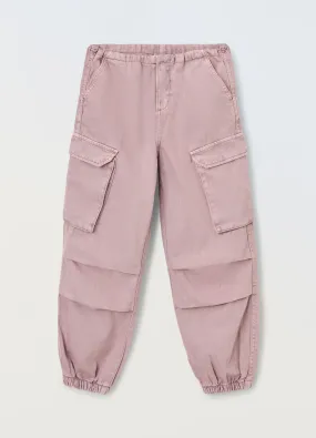 BLUKIDS  Pantaloni parachute in denim di puro cotone ragazza