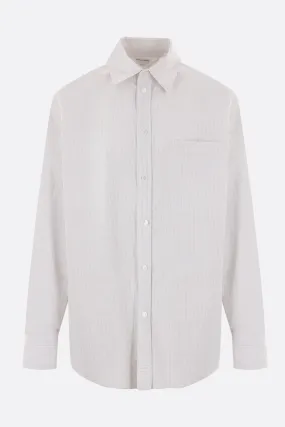  BOTTEGA VENETA camicia in cotone e lino a quadri ricamo logo BV 