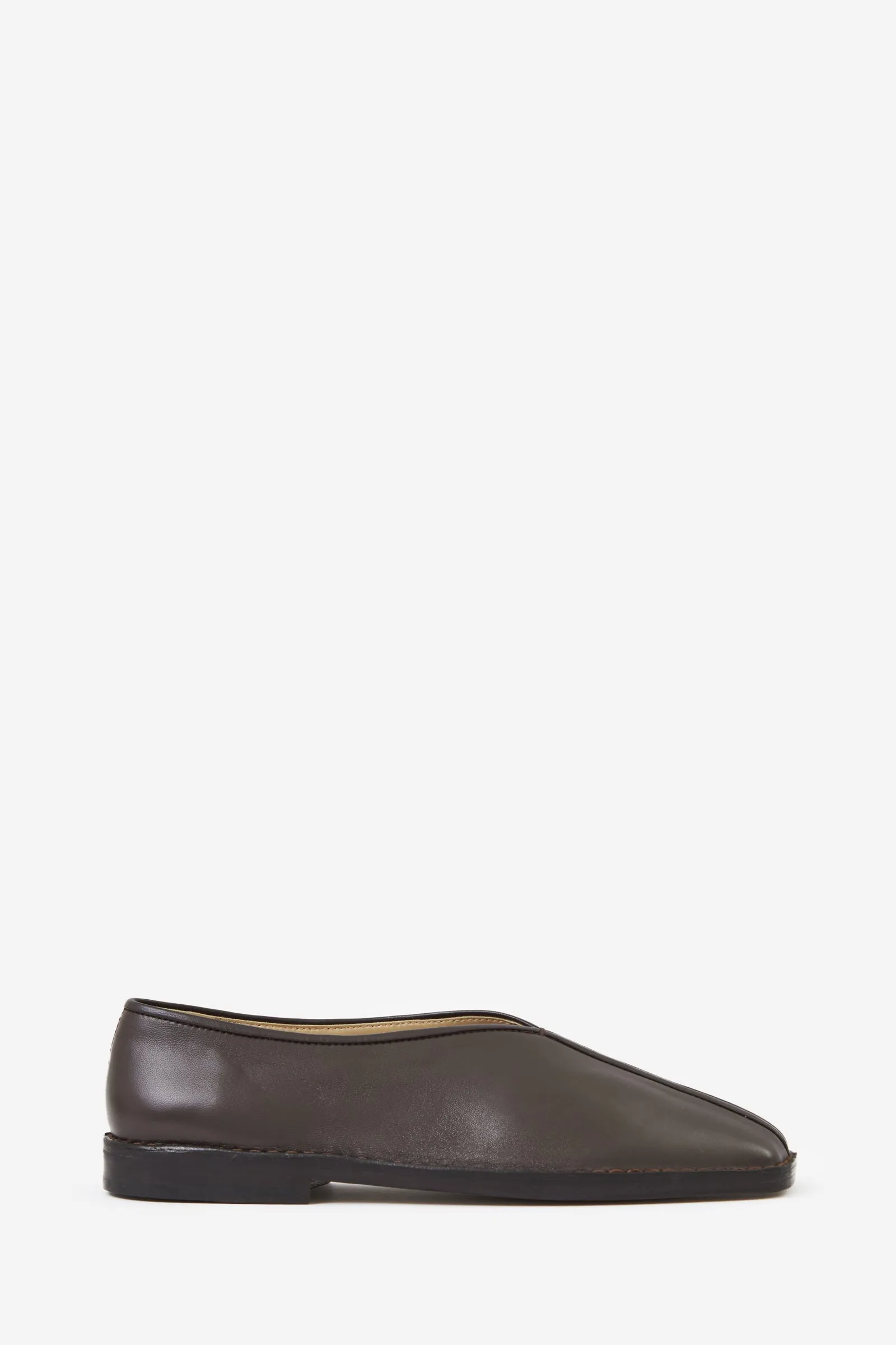 Calzature FLAT PIPED SLIPPERS in pelle marrone