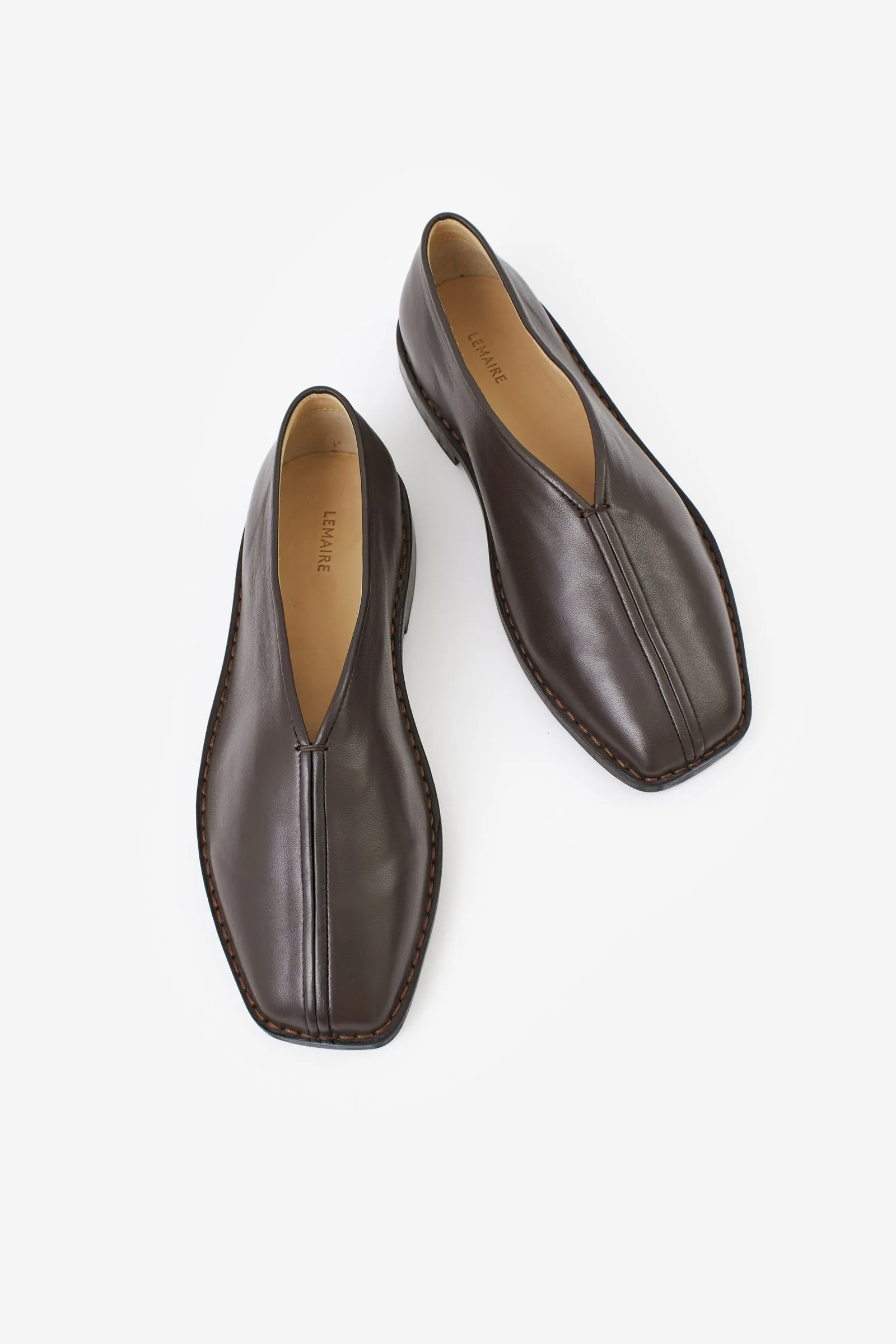 Calzature FLAT PIPED SLIPPERS in pelle marrone