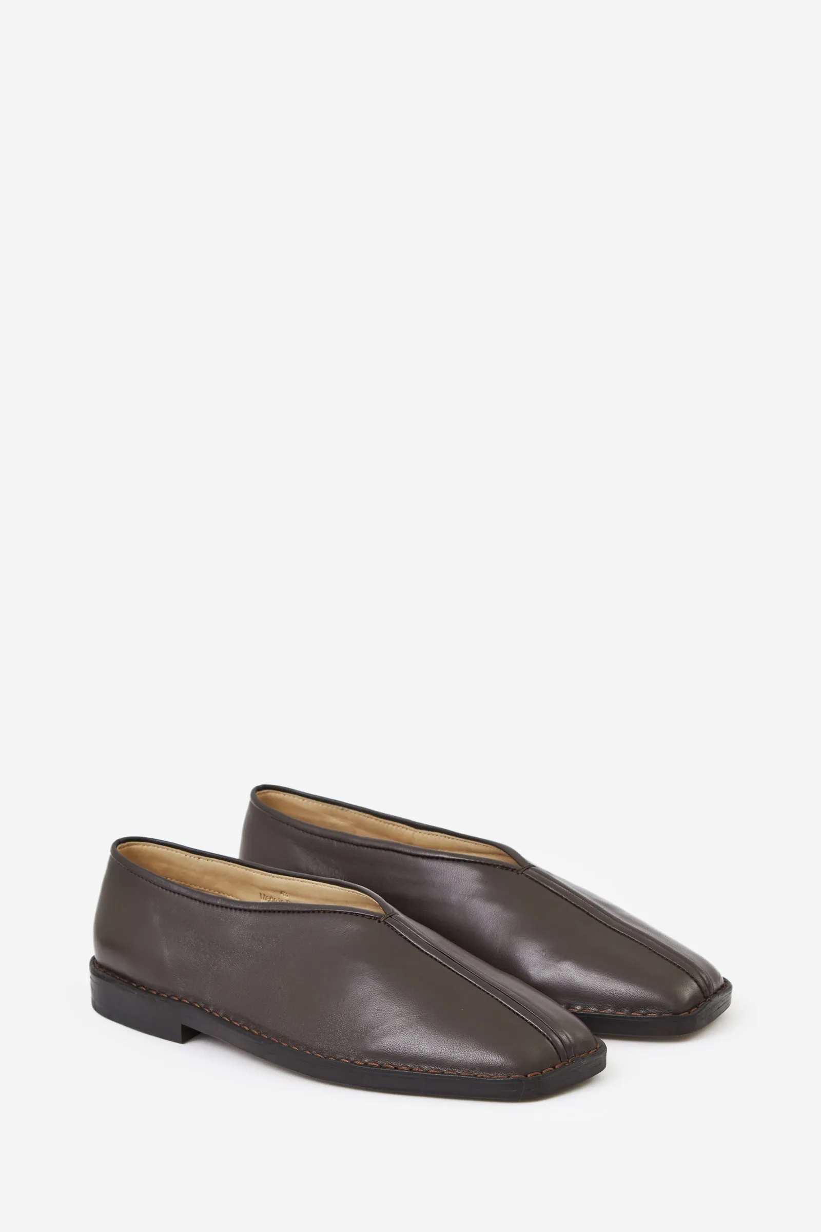 Calzature FLAT PIPED SLIPPERS in pelle marrone