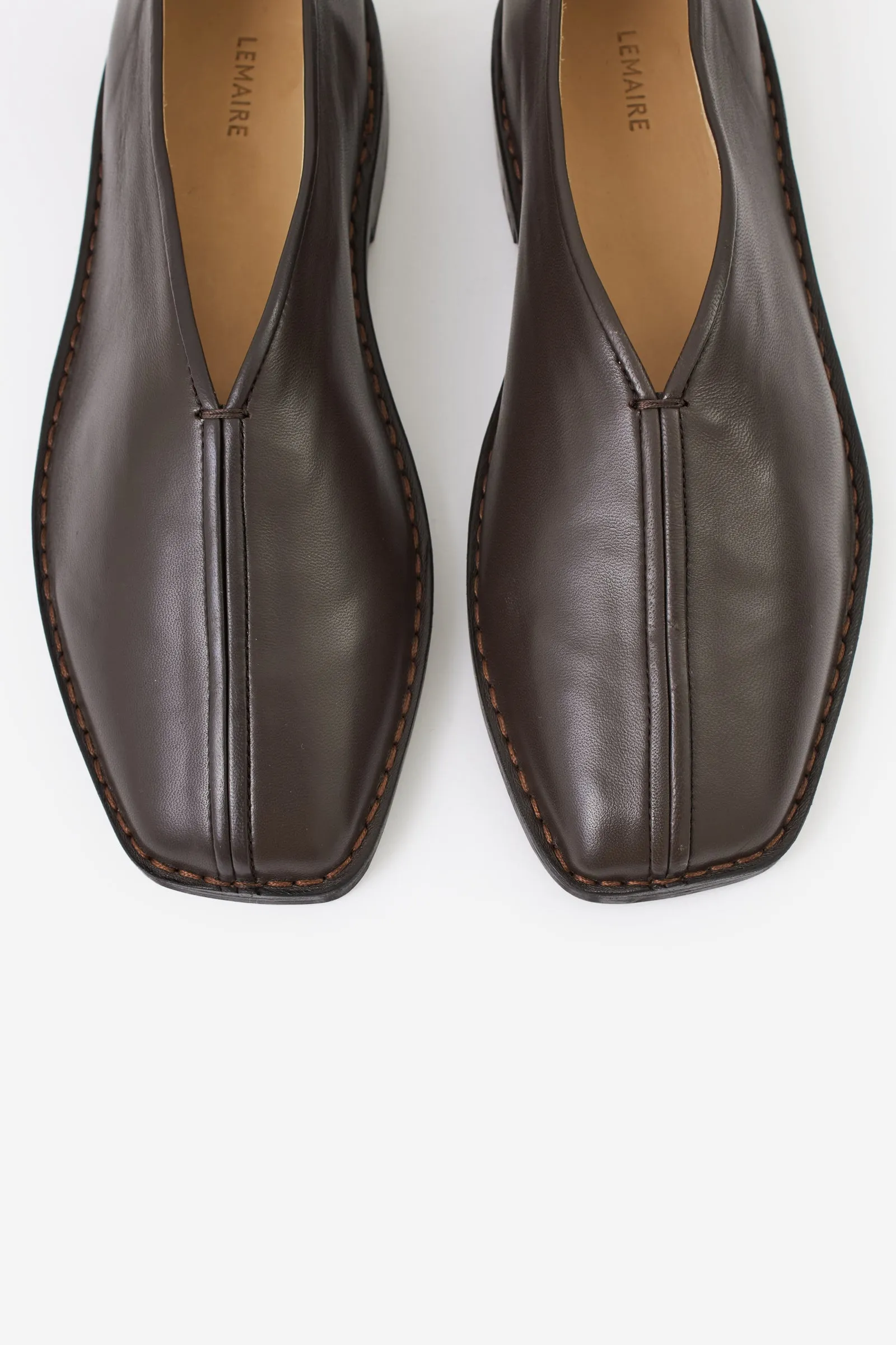 Calzature FLAT PIPED SLIPPERS in pelle marrone