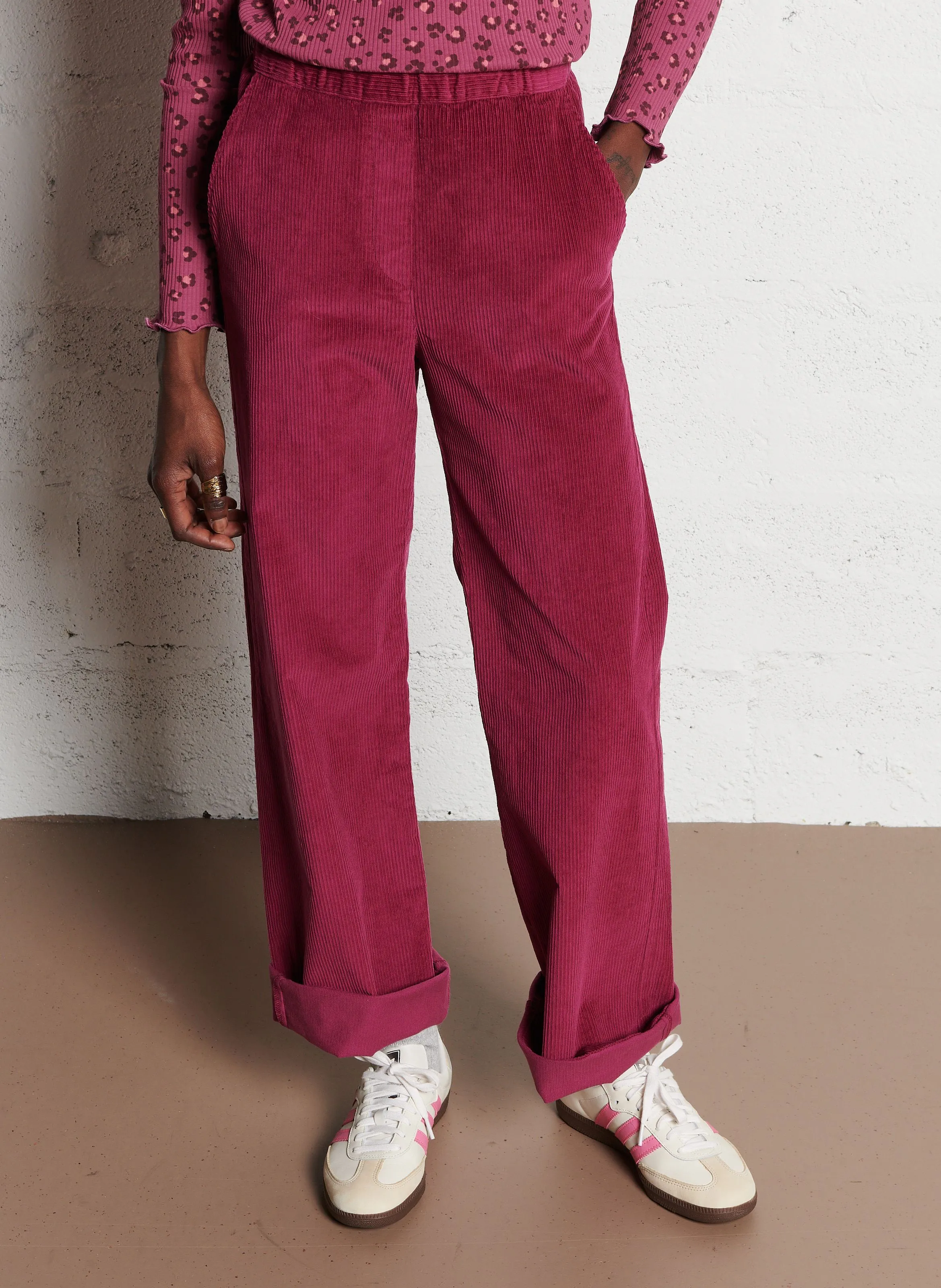  DES PETITS HAUTS   SIANOU - Pantaloni diritti in cotone | Rosa