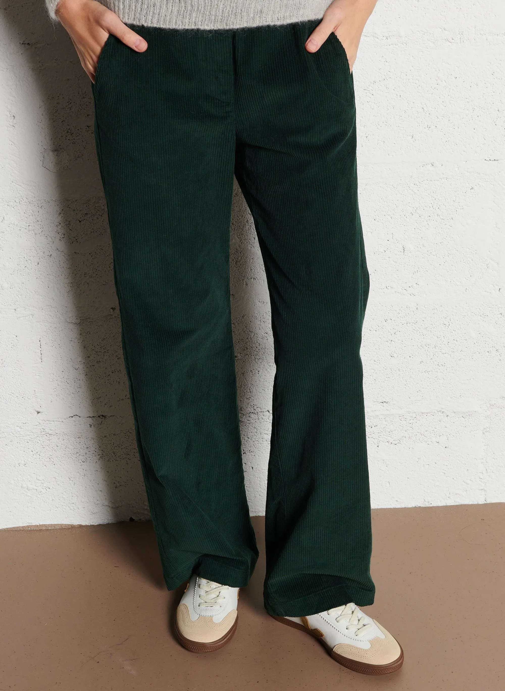  DES PETITS HAUTS   SIANOU - Pantaloni diritti in cotone | Verde