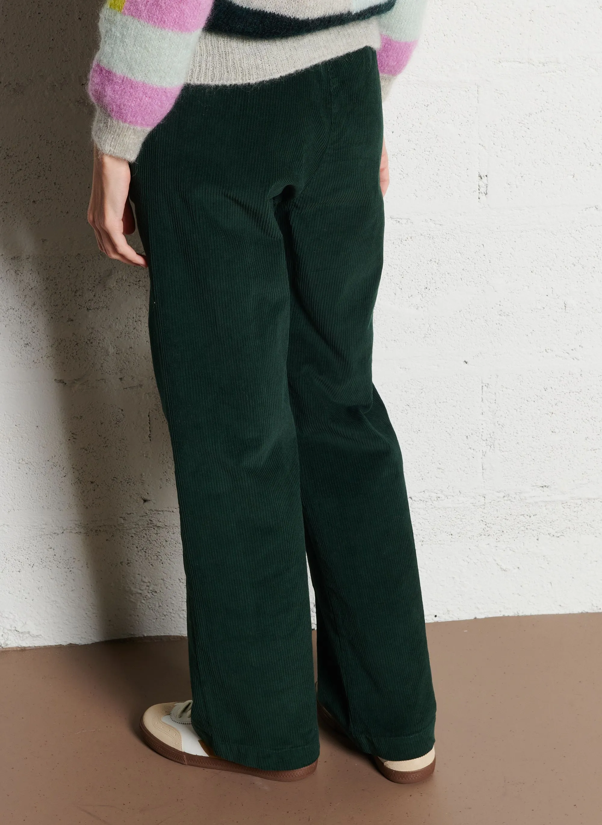  DES PETITS HAUTS   SIANOU - Pantaloni diritti in cotone | Verde