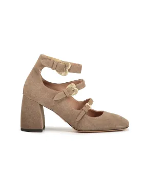 Décolleté fibbie a cuore suede taupe