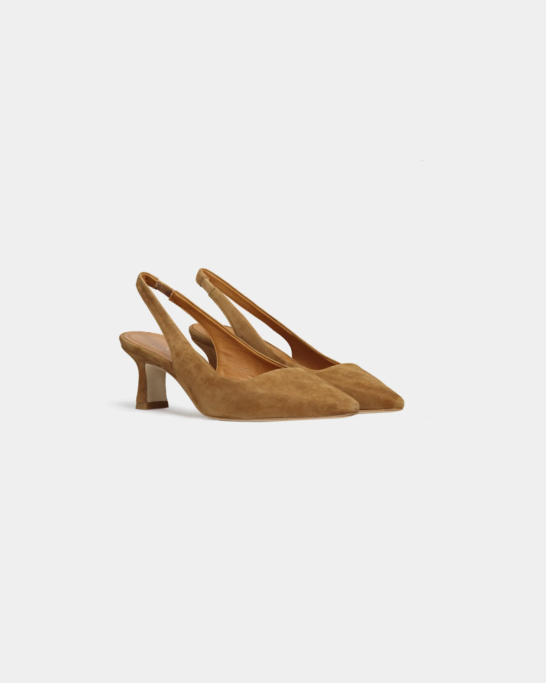 Décolleté slingback camoscio cammello