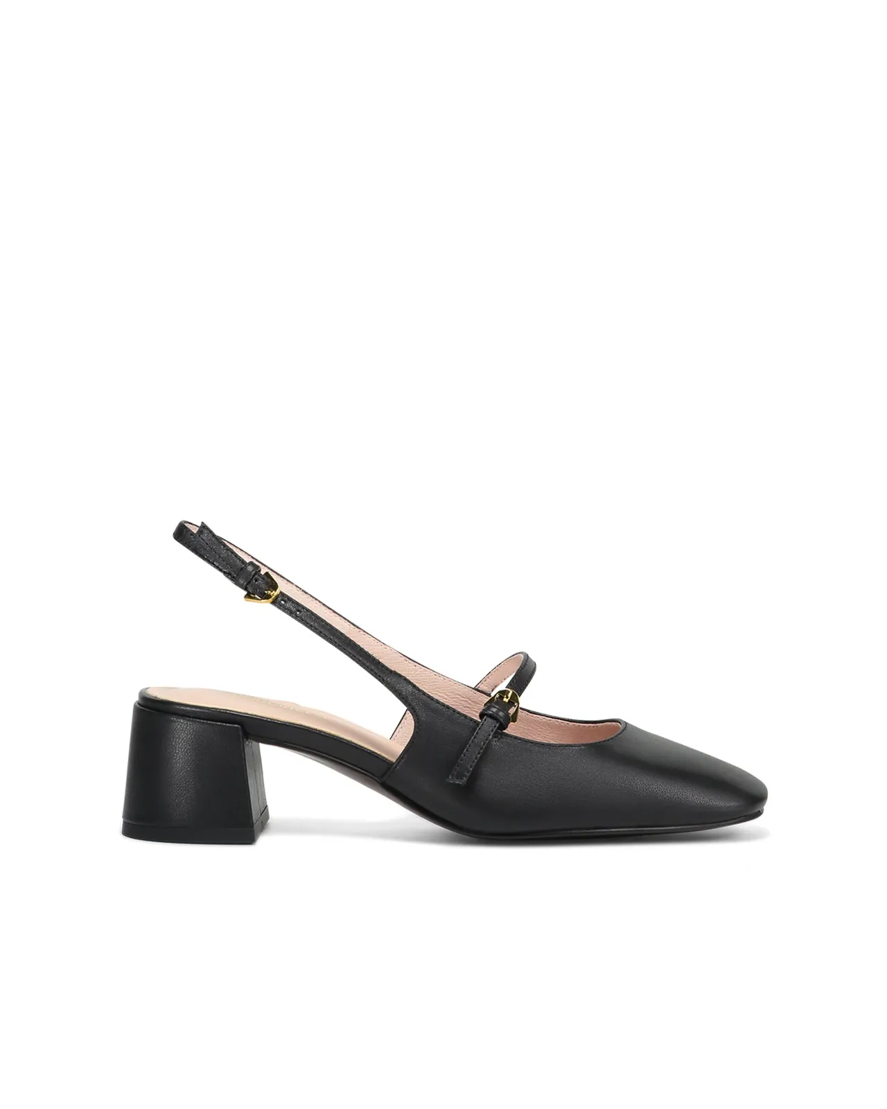 Décolleté slingback punta quadrata pelle nera