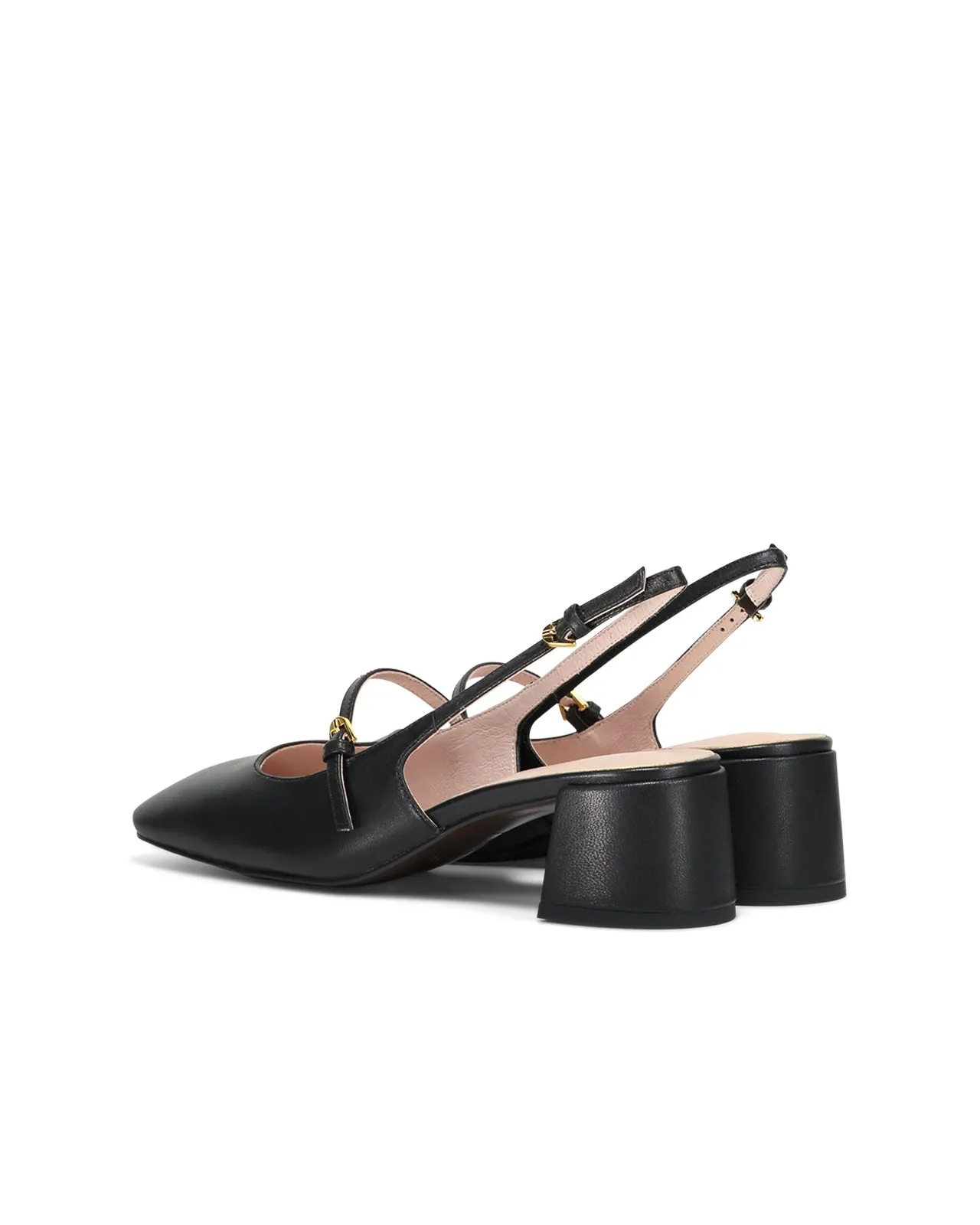 Décolleté slingback punta quadrata pelle nera