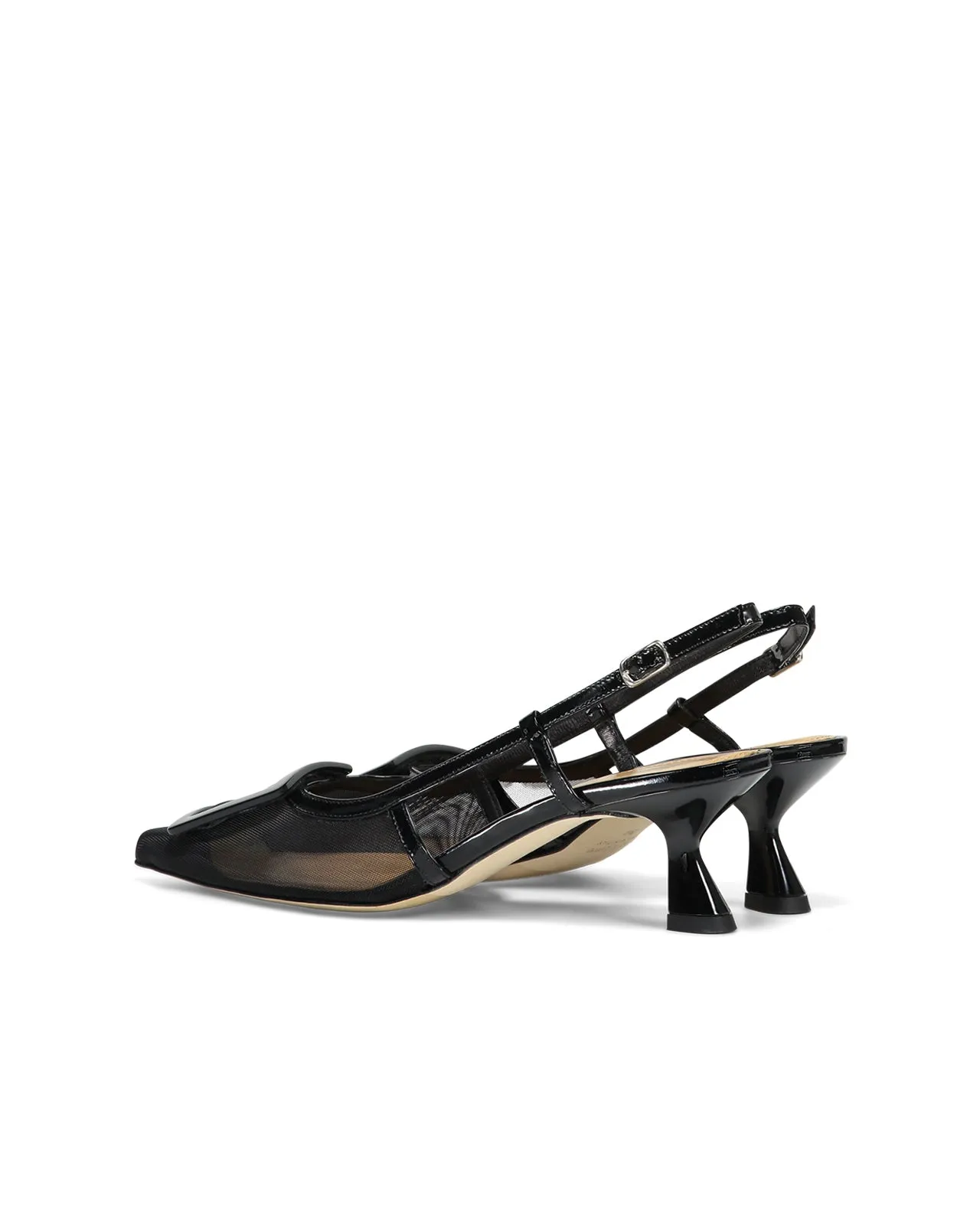 Décolleté slingback tulle + vernice nero