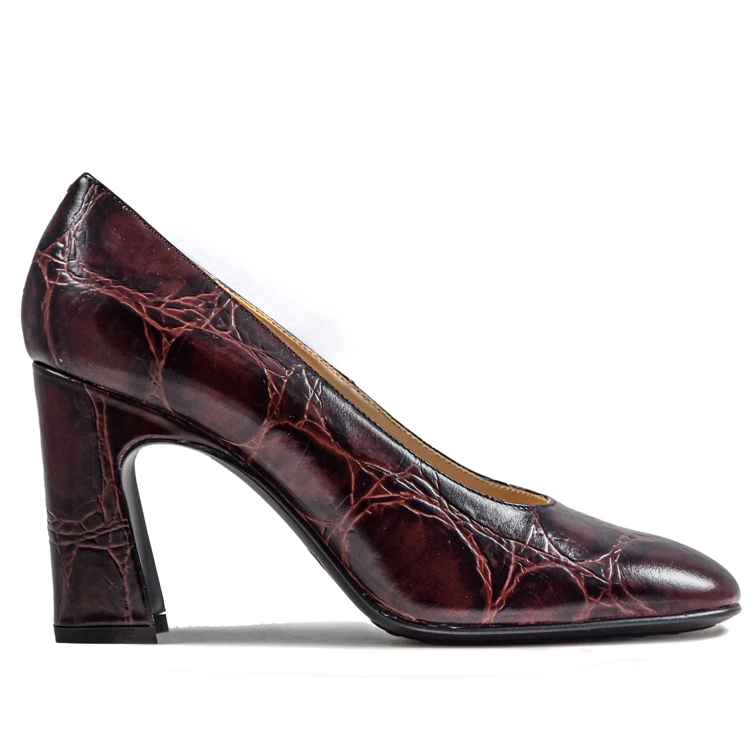 Décolleté Tod's Donna In Stampa Coccodrillo Bordeaux Suola Gommini