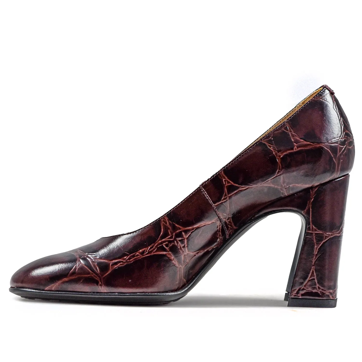 Décolleté Tod's Donna In Stampa Coccodrillo Bordeaux Suola Gommini