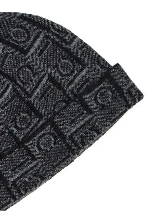 FERRAGAMO Accessori,Cappelli Berretto Monogram nero e antracite 