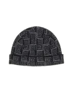 FERRAGAMO Accessori,Cappelli Berretto Monogram nero e antracite 