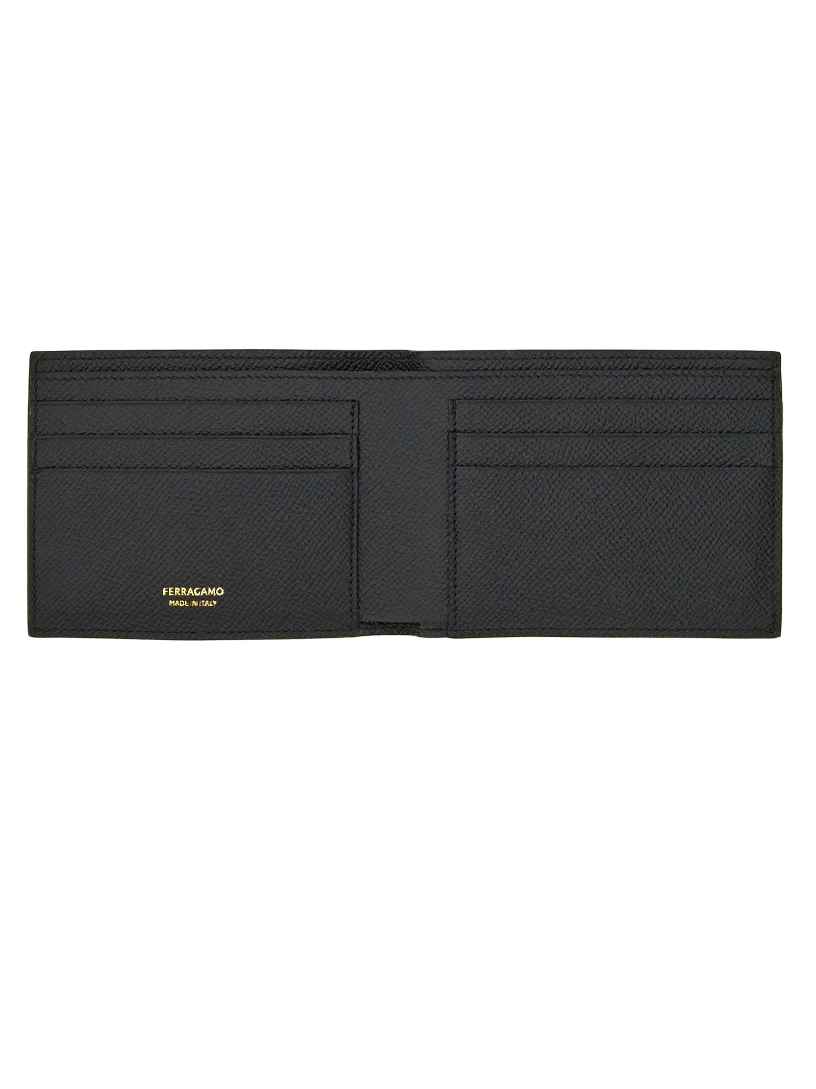 FERRAGAMO Accessori,Portacarte Portafoglio Gancini in vitello martellato nero, 