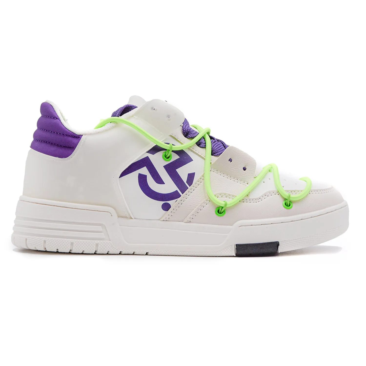 Gaelle Sneakers Bianca Con Inserto Elastico Verde Fluo Donna