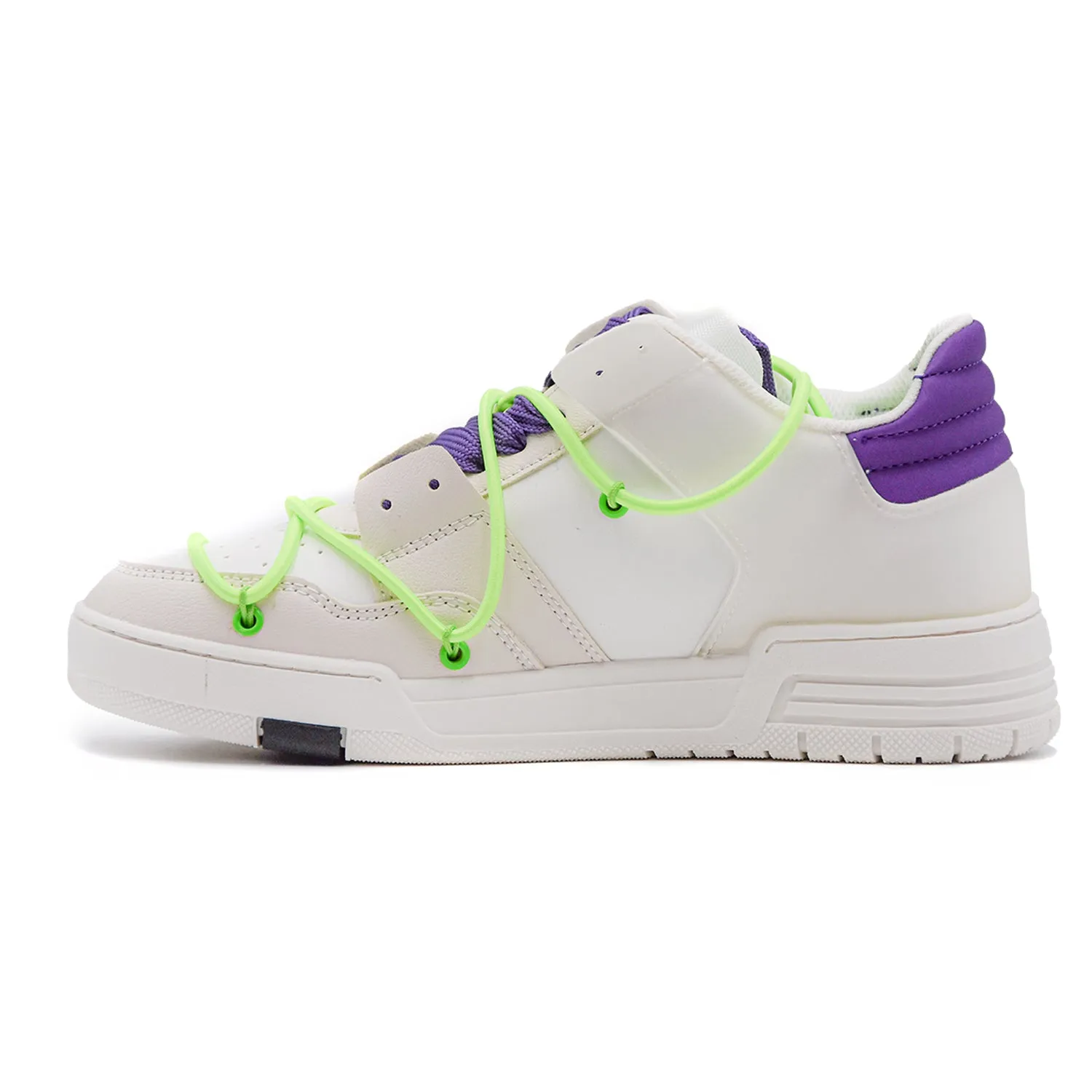 Gaelle Sneakers Bianca Con Inserto Elastico Verde Fluo Donna