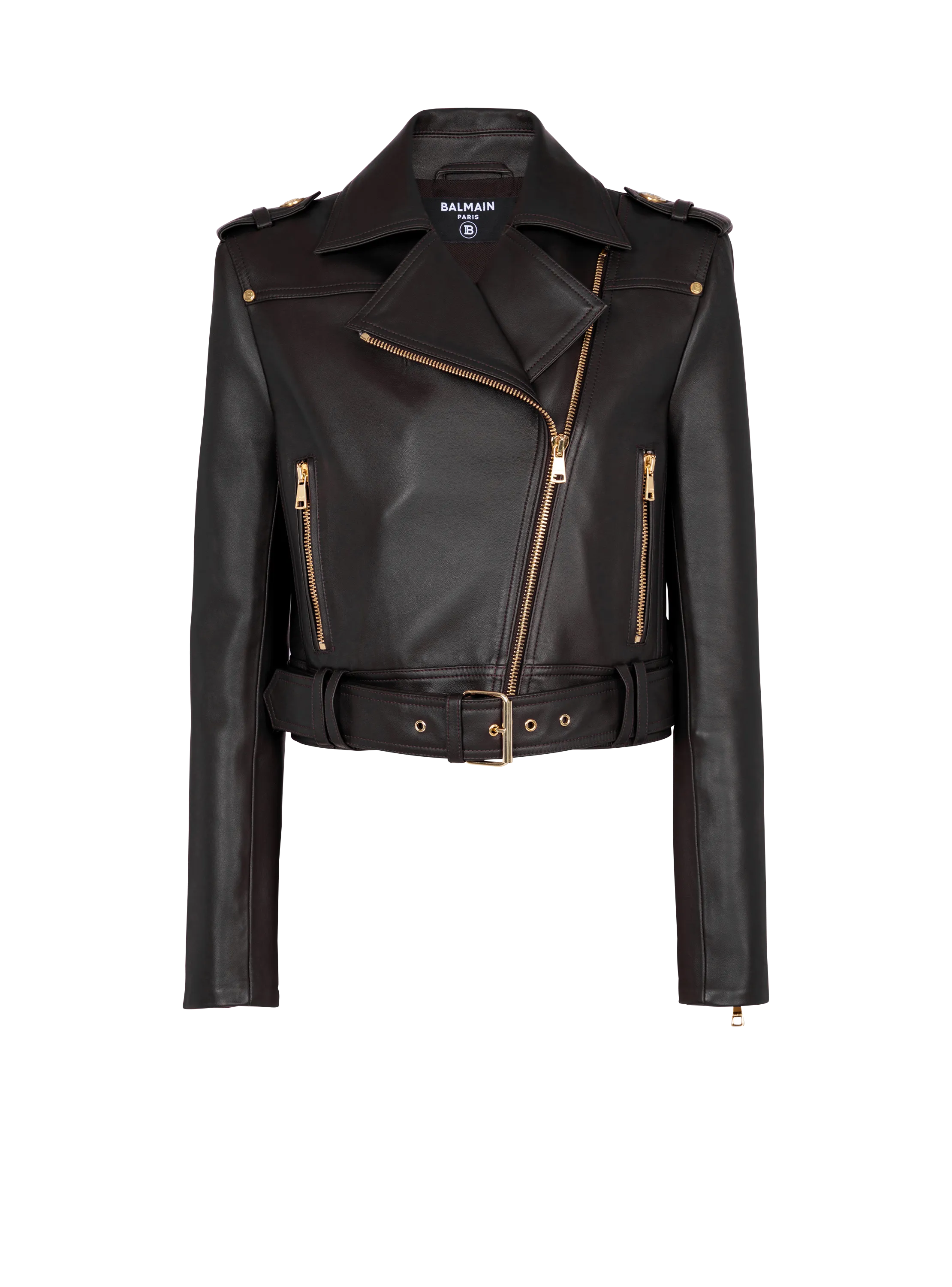 Giacca biker corta in pelle