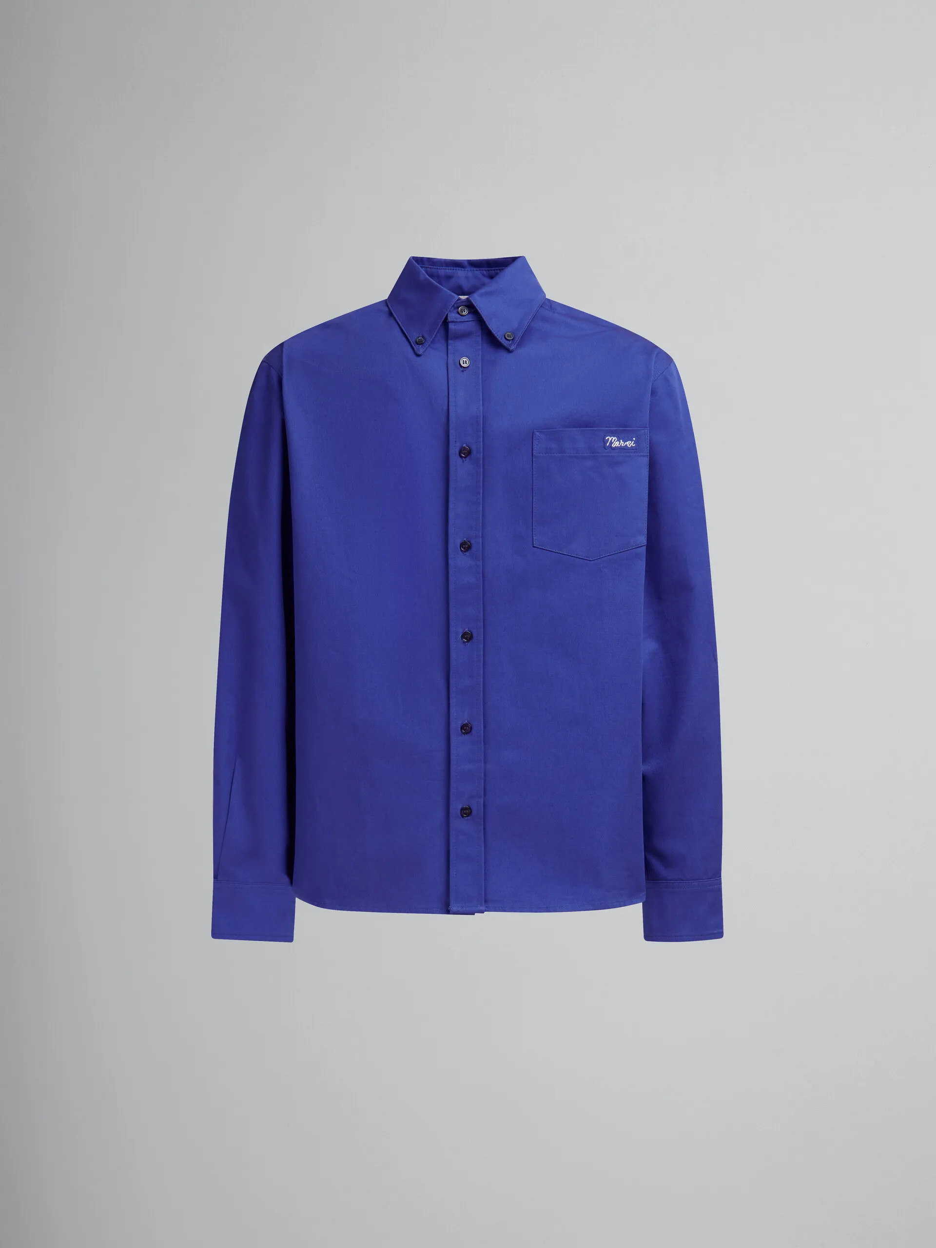 Giacca in gabardine biologico blu con applicazione logo Marni