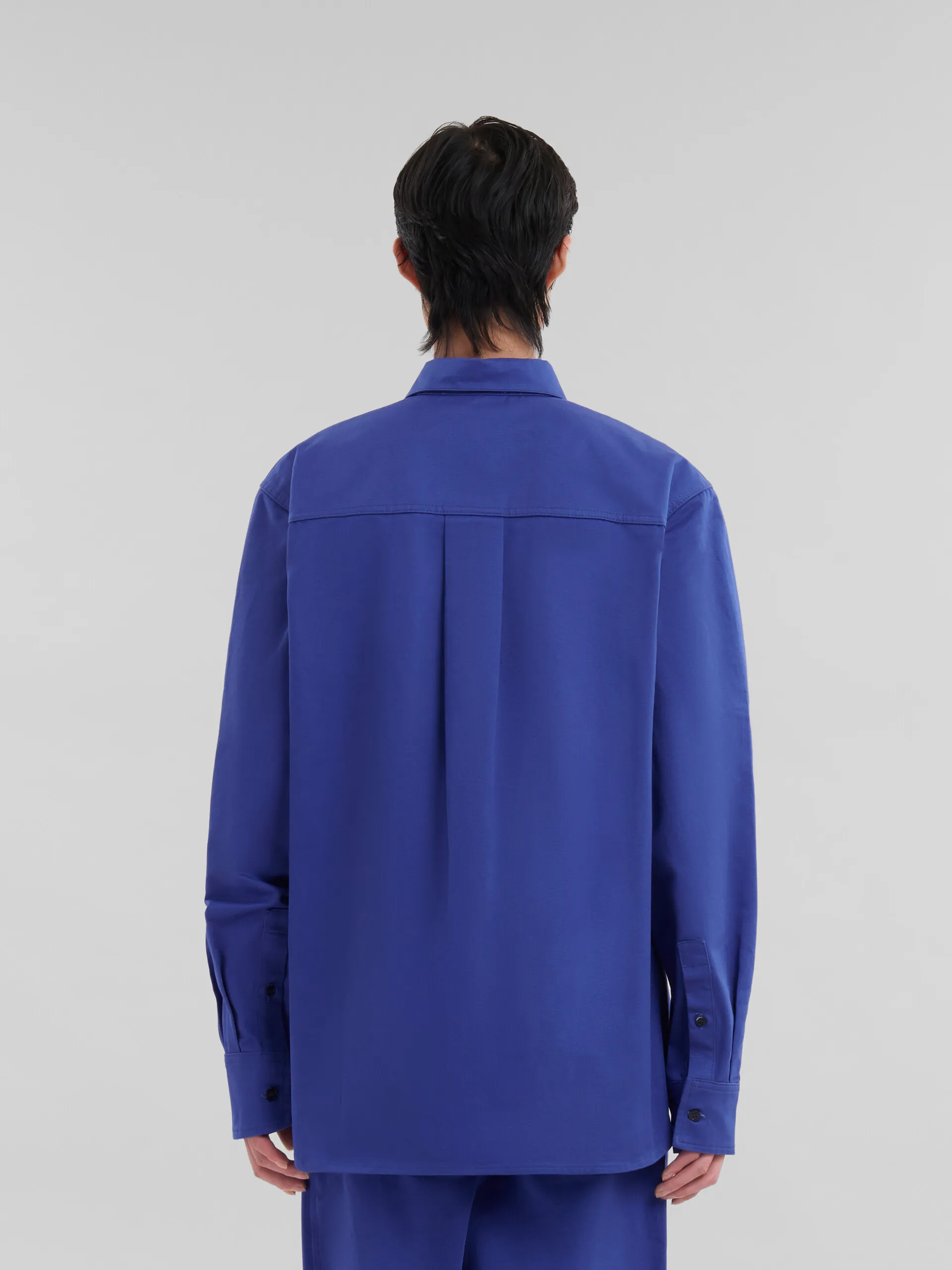 Giacca in gabardine biologico blu con applicazione logo Marni