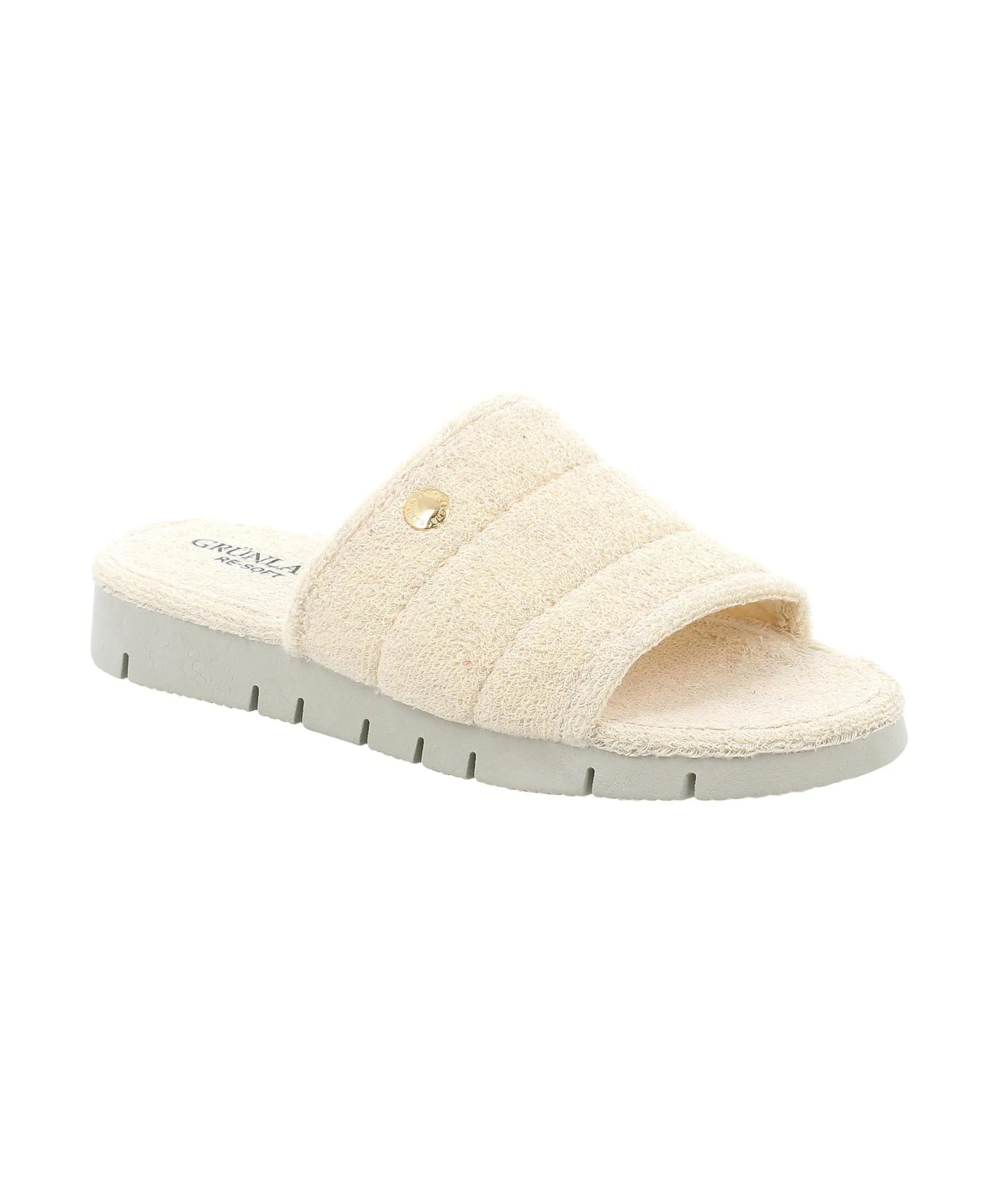 GRUNLAND LOXI CI2695 beige ciabatte donna zeppetta tessuto