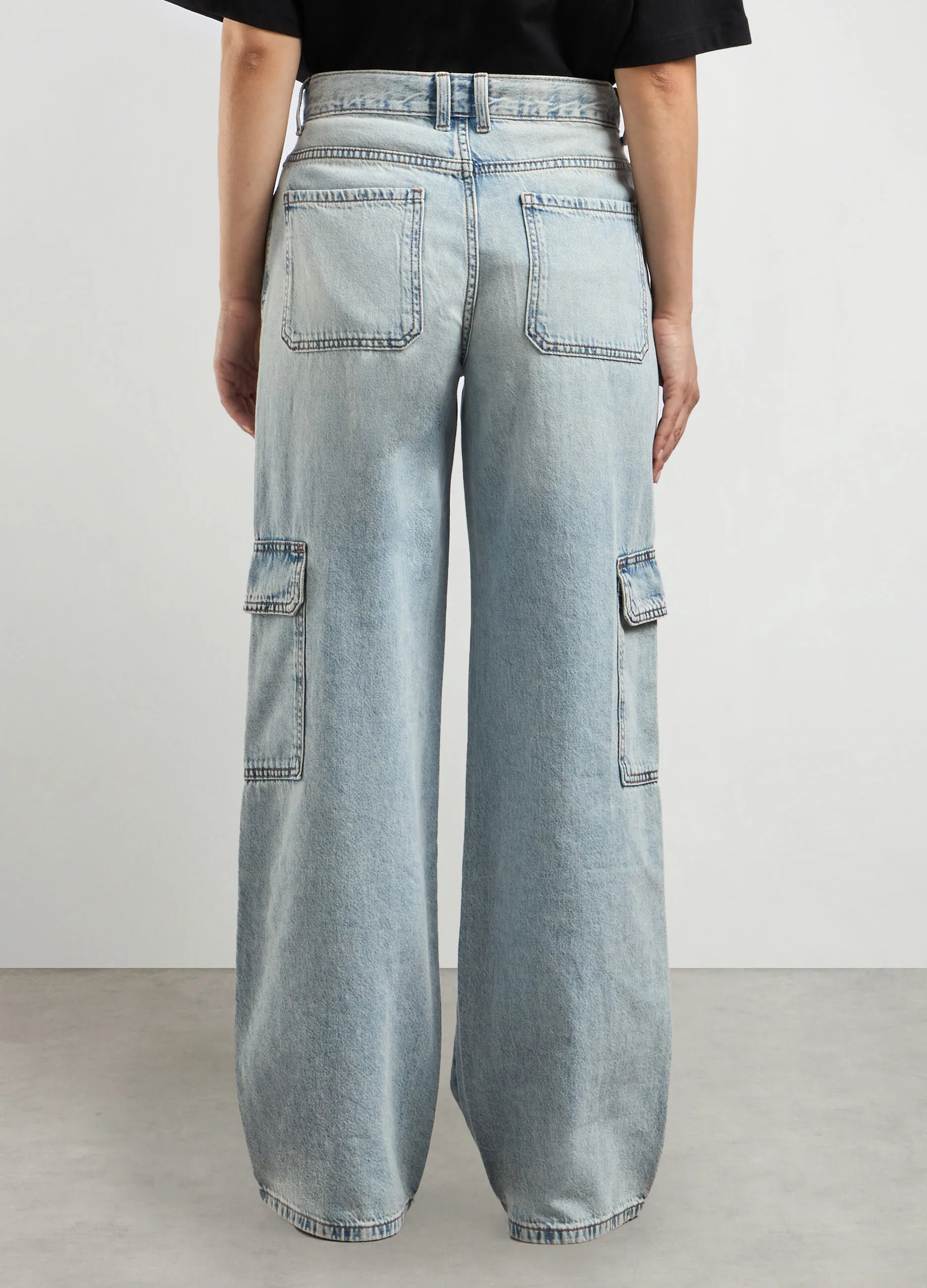 HOLISTIC  Pantaloni cargo in denim di puro cotone donna