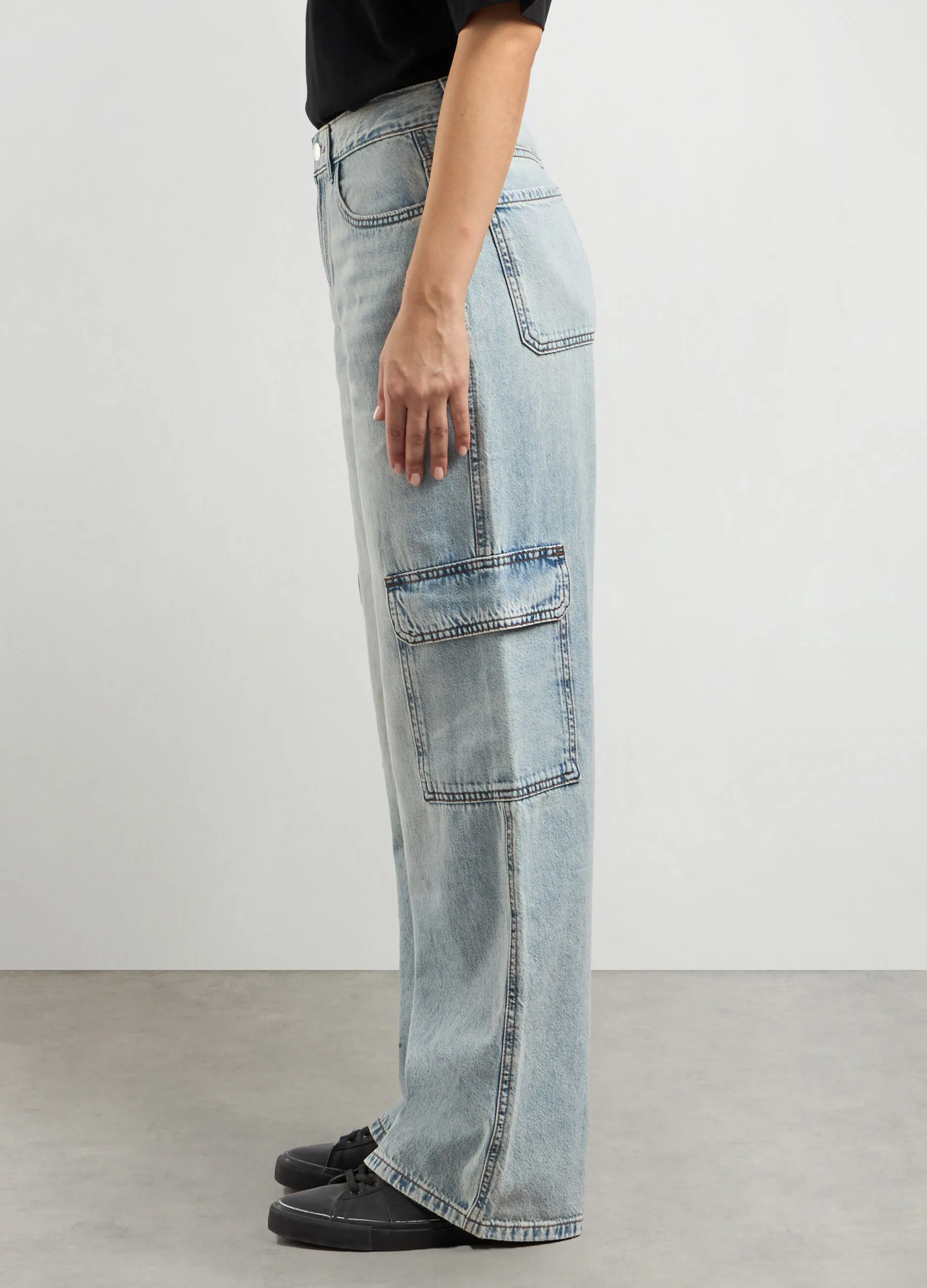 HOLISTIC  Pantaloni cargo in denim di puro cotone donna