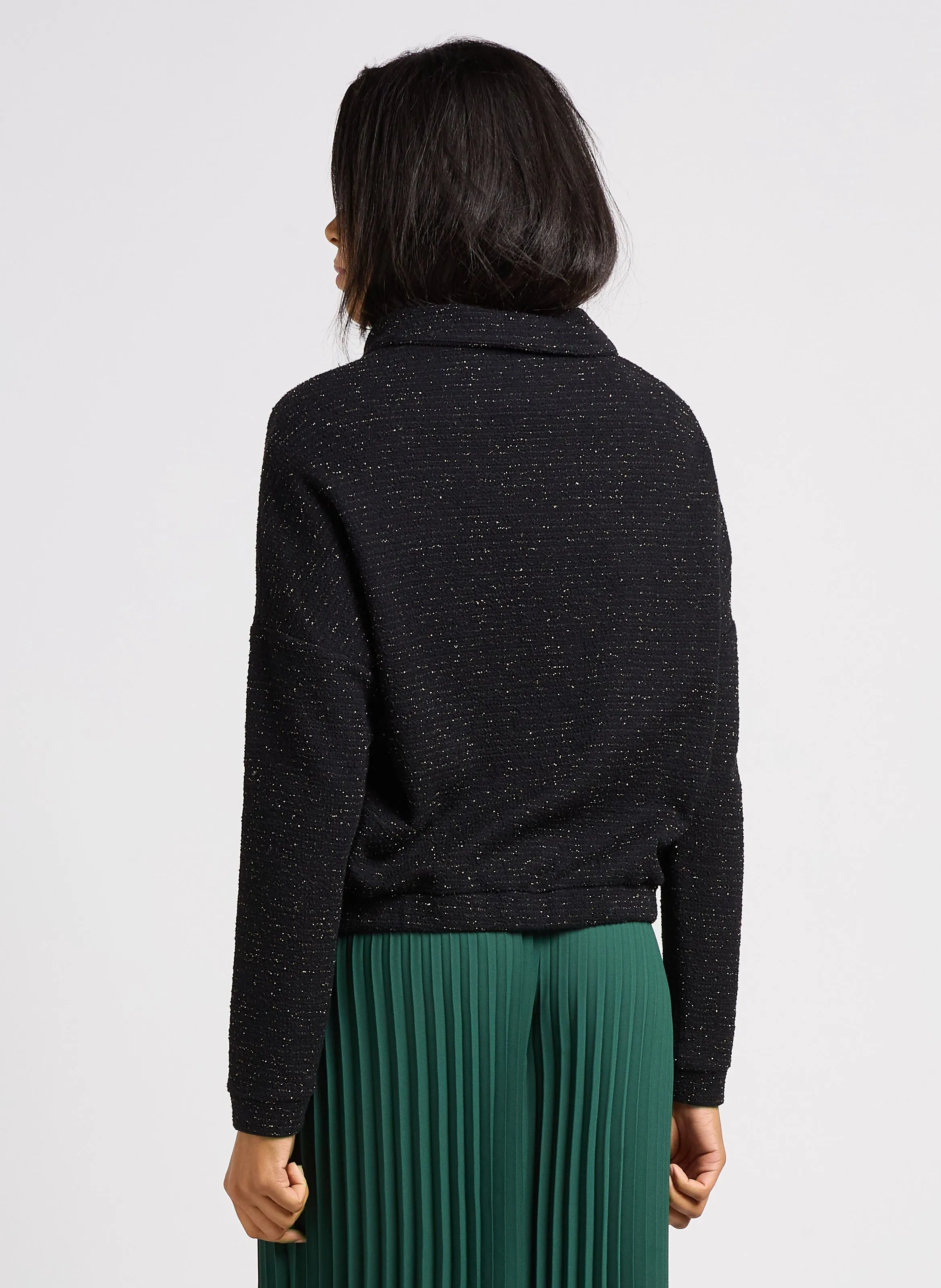  I CODE   Felpa oversize con collo alto in misto cotone | Nero