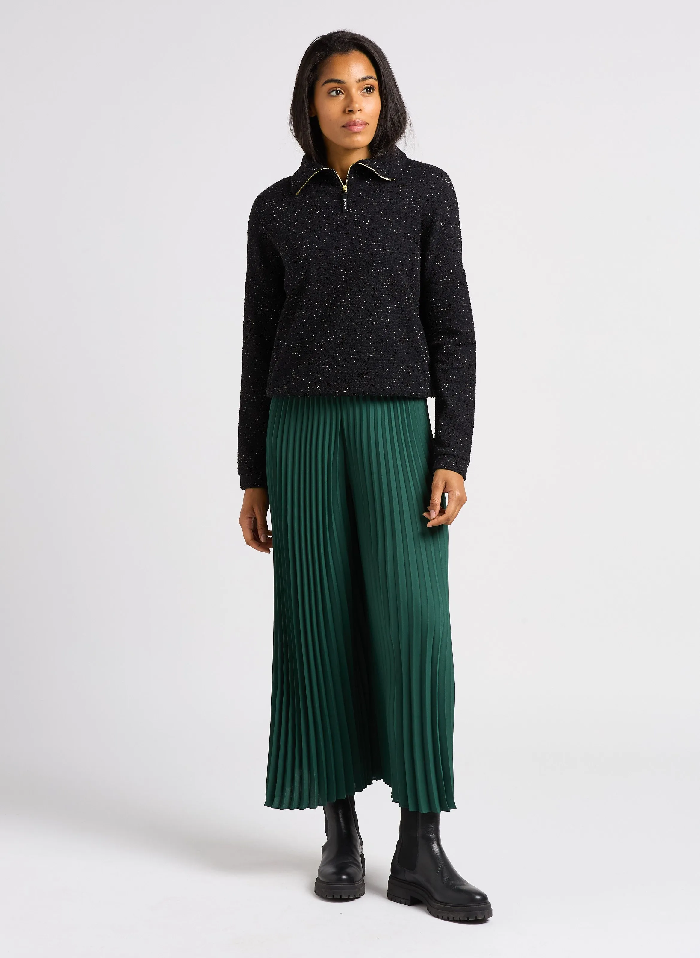  I CODE   Felpa oversize con collo alto in misto cotone | Nero