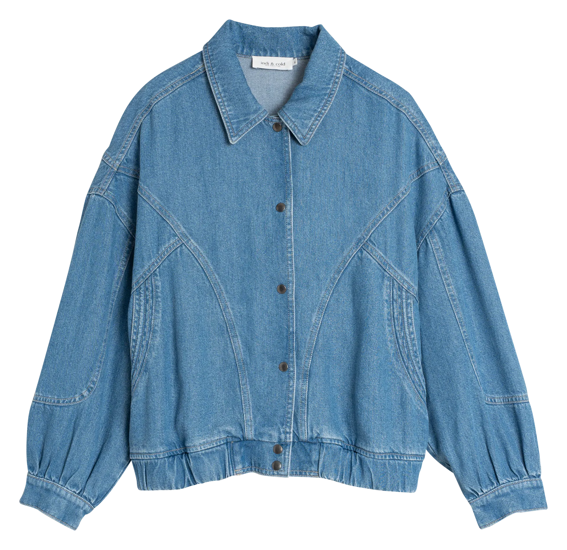  INDI & COLD   Giacca oversize in denim con collo classico | Jeans stone-washed