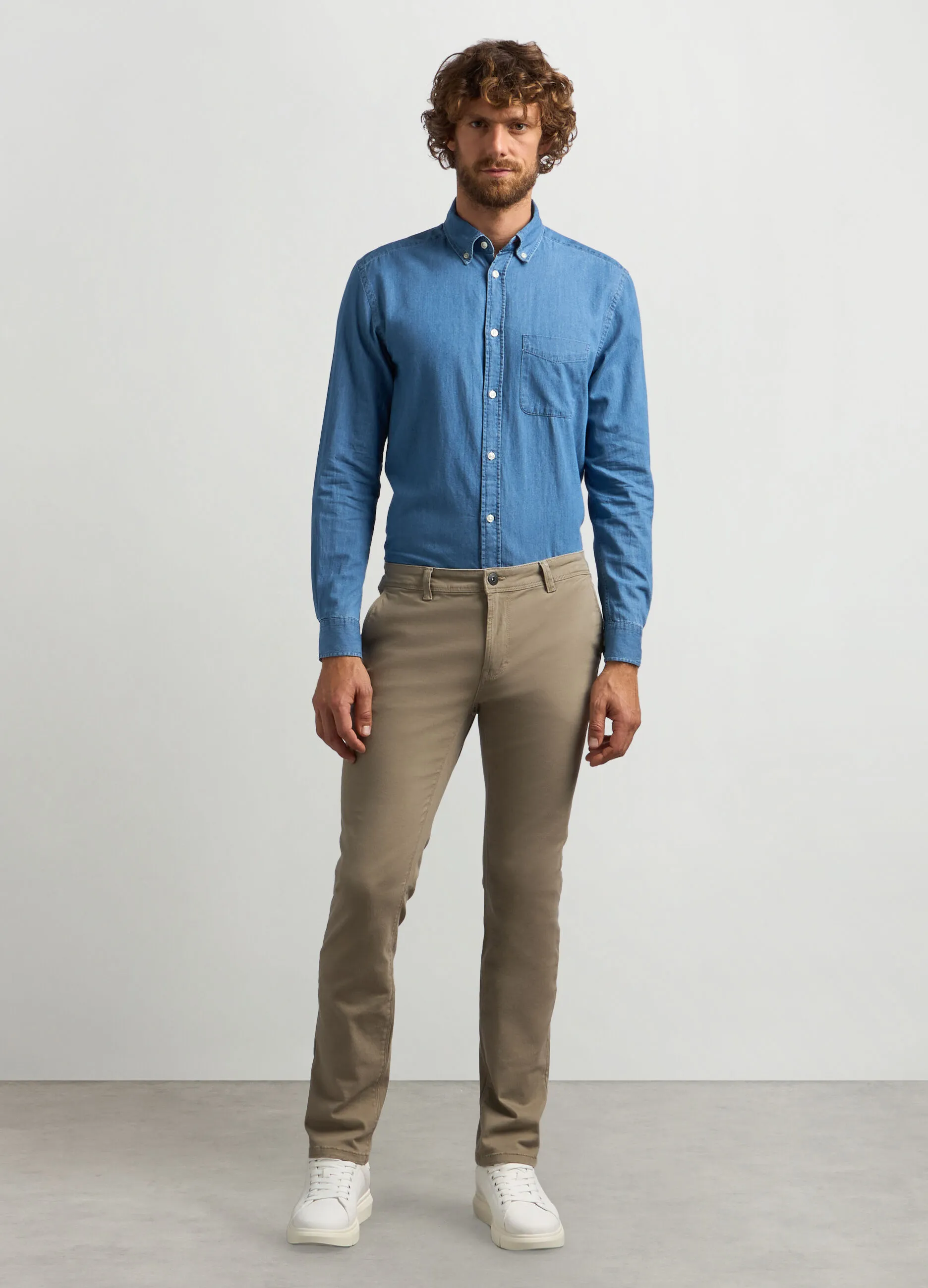 J. HART & BROS  Pantaloni slim fit in twill di cotone stretch uomo