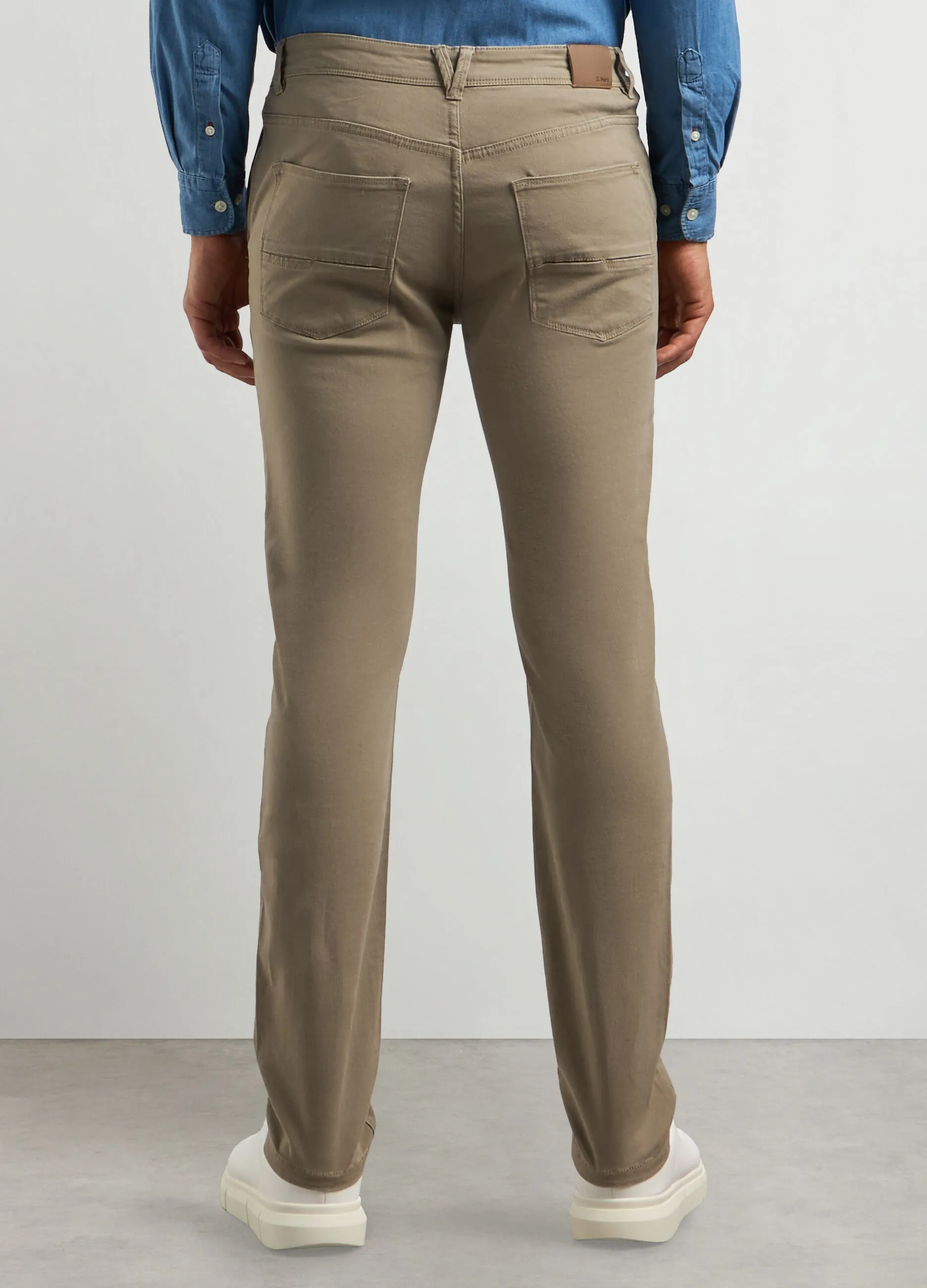 J. HART & BROS  Pantaloni slim fit in twill di cotone stretch uomo