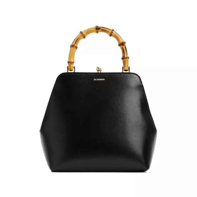 Jil Sander Black Goji Square Sm Bamboo Bag Black 