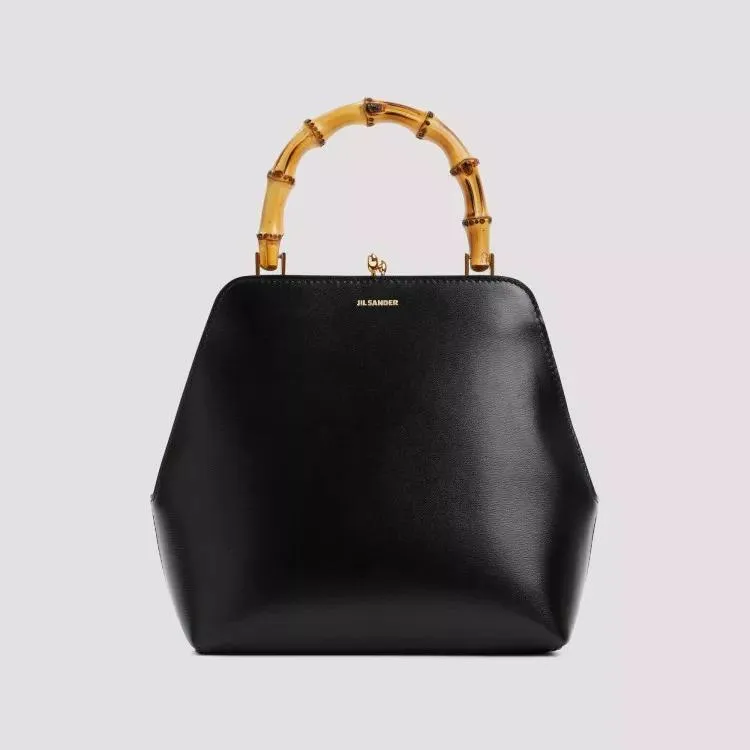 Jil Sander Black Goji Square Sm Bamboo Bag Black 