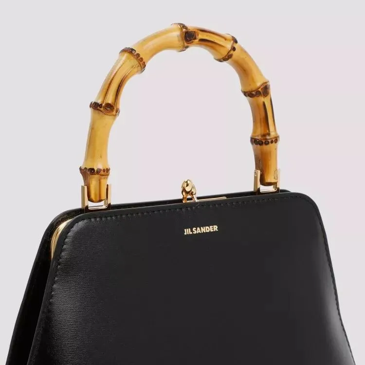 Jil Sander Black Goji Square Sm Bamboo Bag Black 