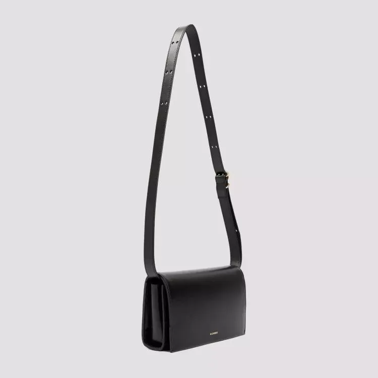 Jil Sander Black Leather All-Day Buckle Bag Black 