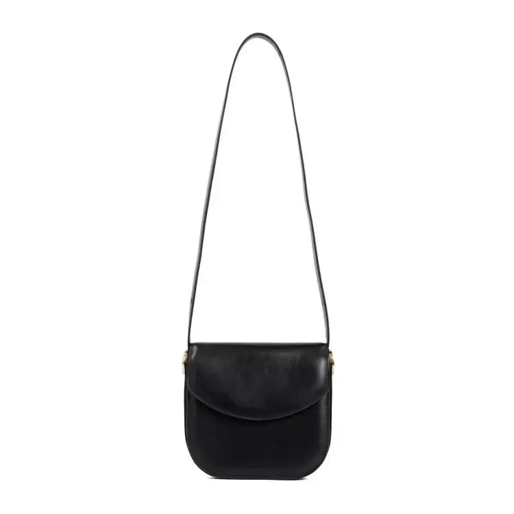 Jil Sander Coin Black Calf Leather Crossbody Black 