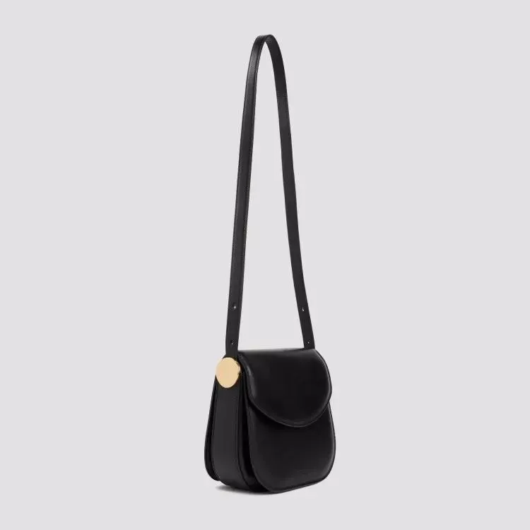 Jil Sander Coin Black Calf Leather Crossbody Black 