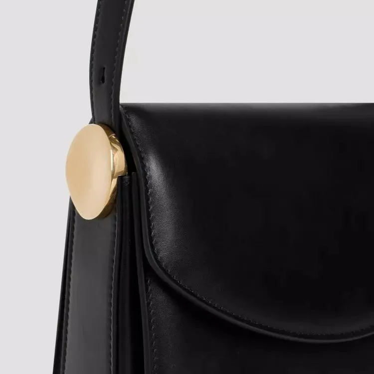 Jil Sander Coin Black Calf Leather Crossbody Black 