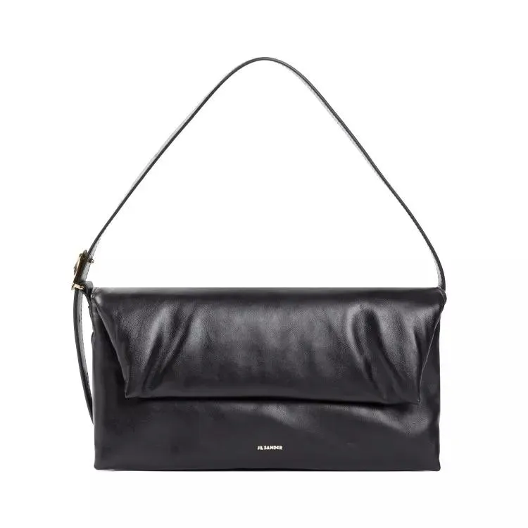 Jil Sander Origami Black Nappa Calf Leather Shoulder Bag Black 