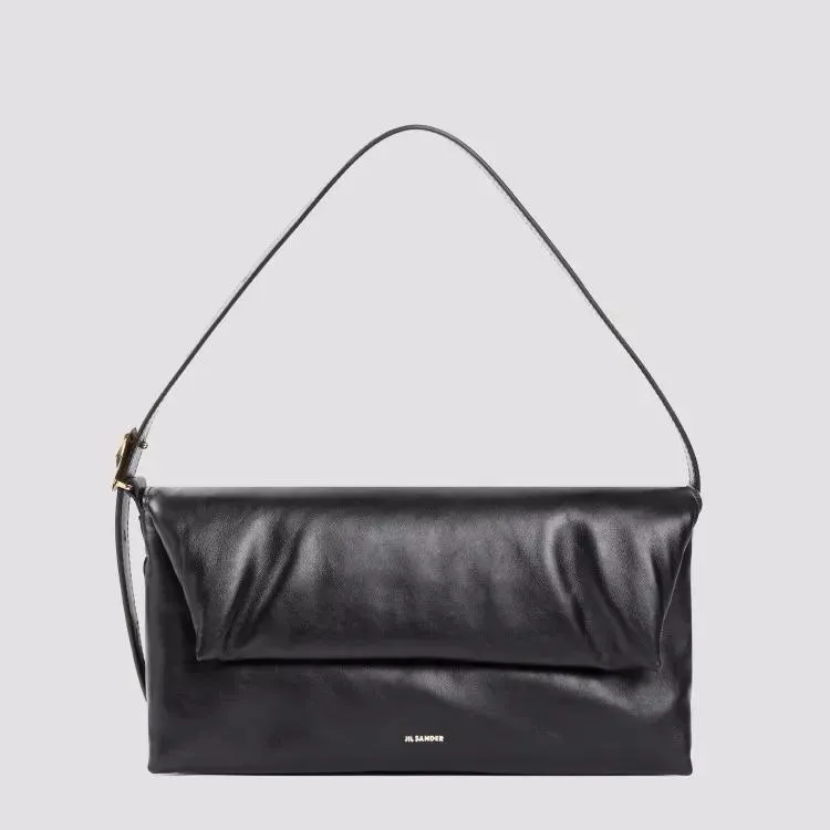 Jil Sander Origami Black Nappa Calf Leather Shoulder Bag Black 