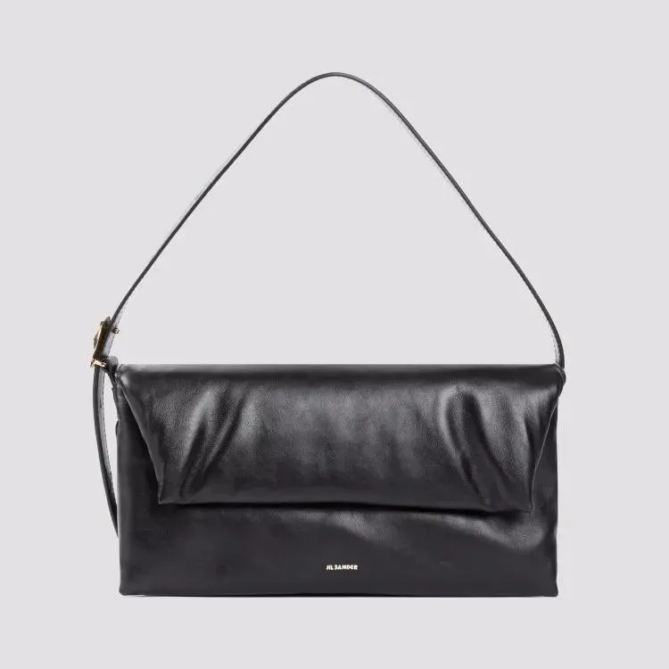 Jil Sander Origami Black Nappa Calf Leather Shoulder Bag Black 