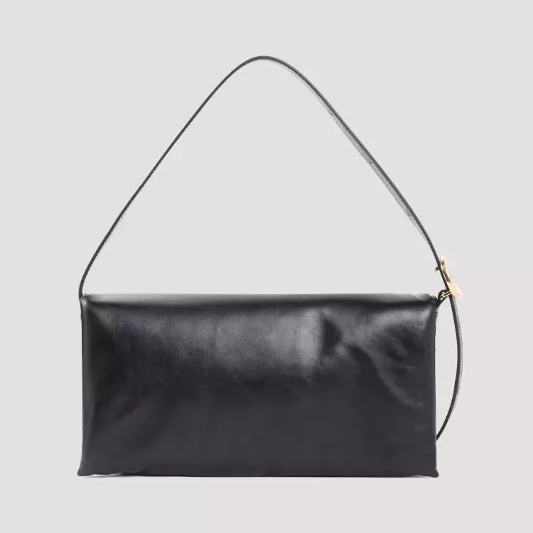 Jil Sander Origami Black Nappa Calf Leather Shoulder Bag Black 