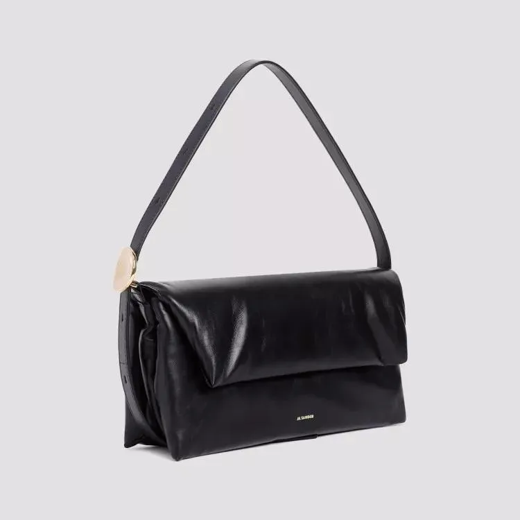 Jil Sander Origami Black Nappa Calf Leather Shoulder Bag Black 