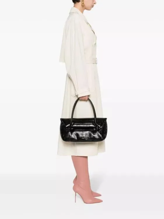 Jil Sander Rolled Top Handle Black Bag Black 