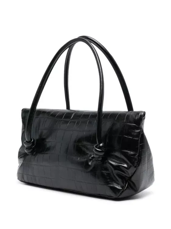 Jil Sander Rolled Top Handle Black Bag Black 