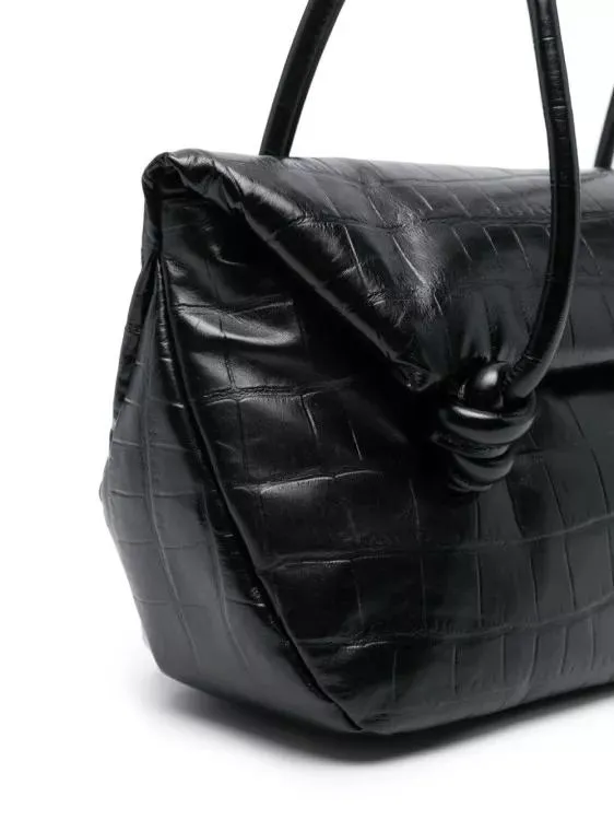 Jil Sander Rolled Top Handle Black Bag Black 