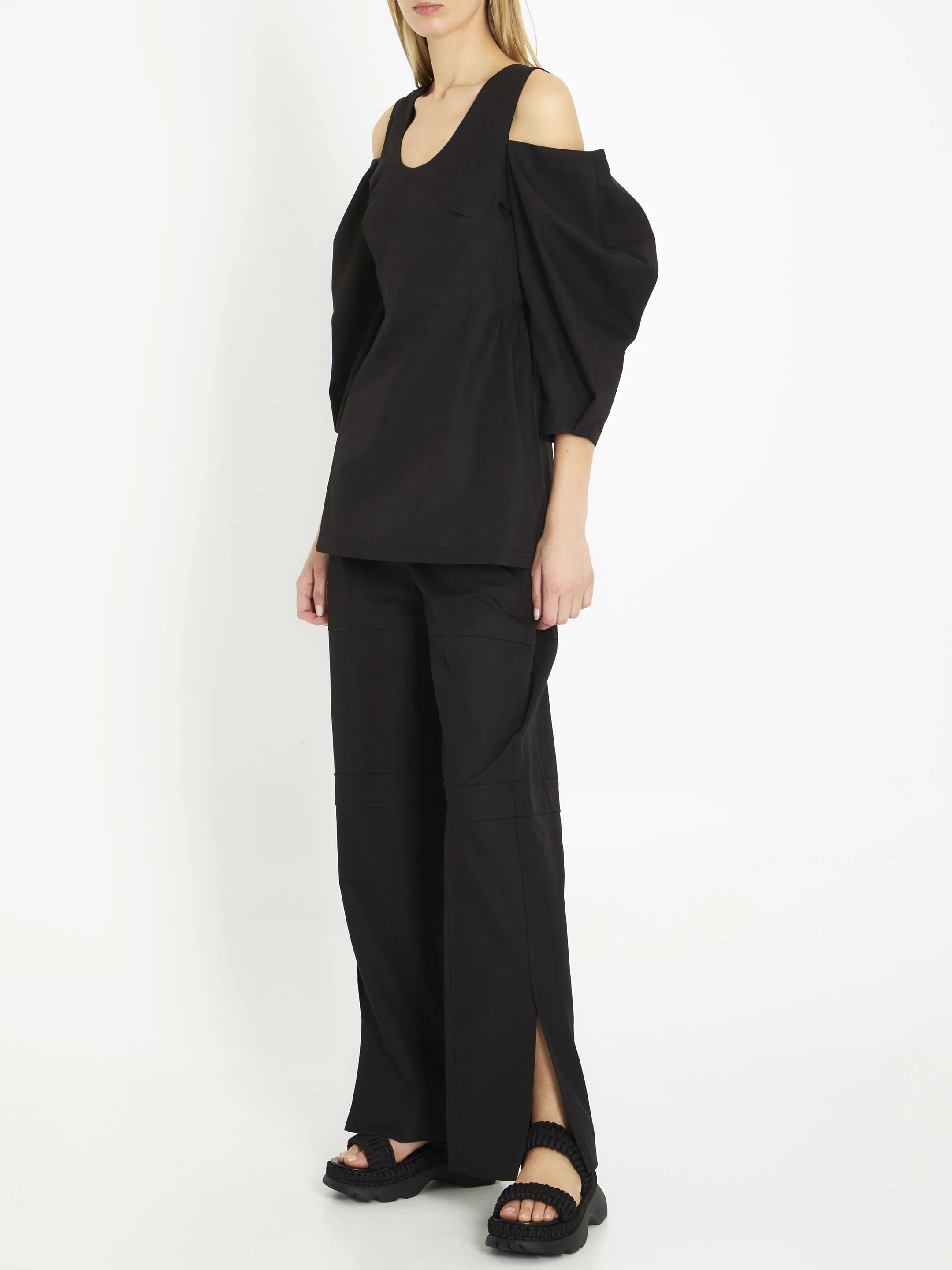 JIL SANDER    Top cut-out in cotone