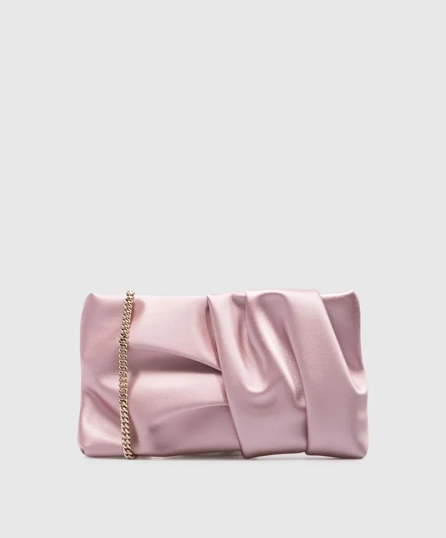 Jimmy Choo Pochette drappeggiata in raso rosa Bonny BONNYCLUTCHSAT